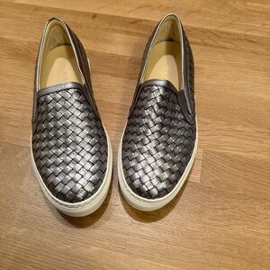 M. Gémi “the cerchio” silver woven leather slip-ons - size 39.5 / us 8.5 or 9